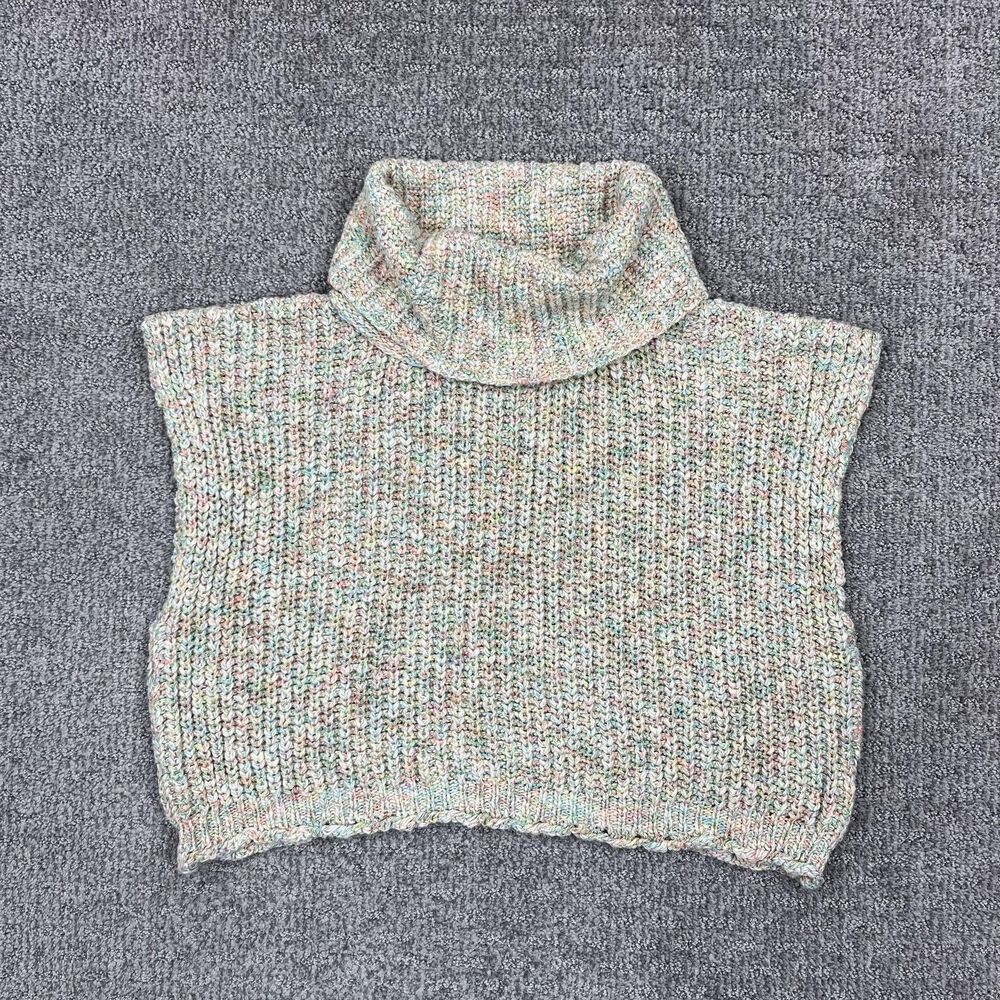 Talulah Sweater Womens Large Multicolor Crop Turtleneck Chunky Knit Sleeveless